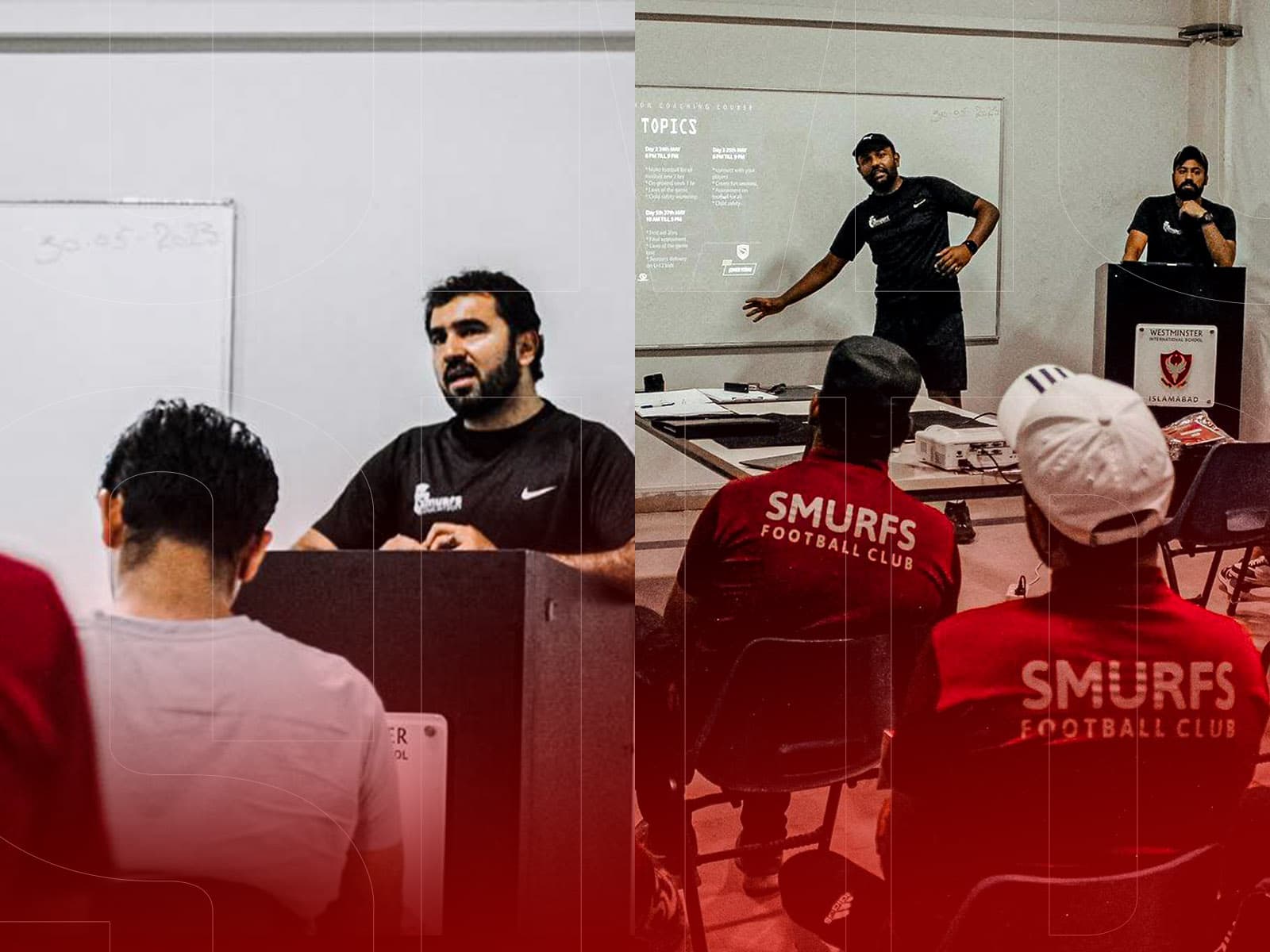 Smurfs FC coaching staff in training