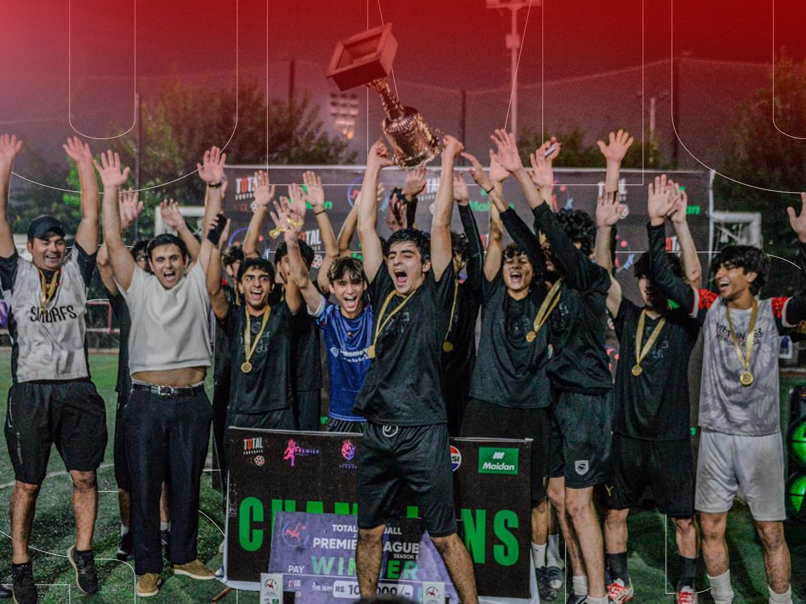 Smurfs FC celebrating a championship victory